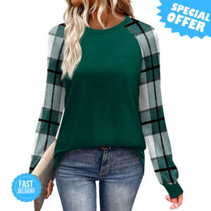 BRAND NEW WIHOLL Long Sleeve Color Block Casual Crewneck Tee